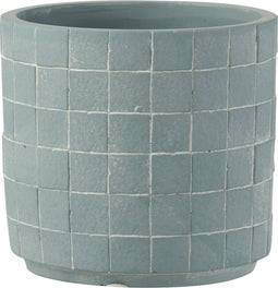 J-Line bloempot Vierkant - keramiek - lichtblauw - medium - 2 stuks - Ø 14 cm