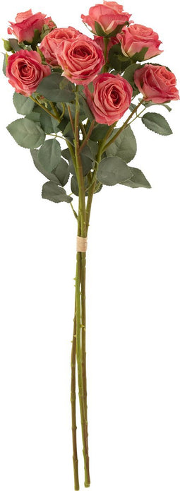 J-Line boeket roos 12 koppen - kunststof - roze