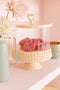 J-Line Cake bord onder glas - taartplateau - keramiek - roze - large - woonaccessoires