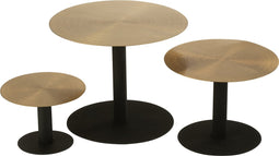 J-Line Cake bord - taartplateau - metaal - zwart & goud - 3 stuks - woonaccessoires