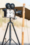 J-Line Camera Op Statief klok - metaal - zwart - 75 cm - woonaccessoires