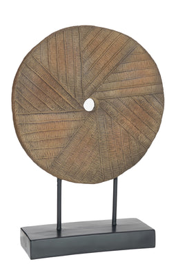 J-Line cirkel op voet - polyresin - bruin - large
