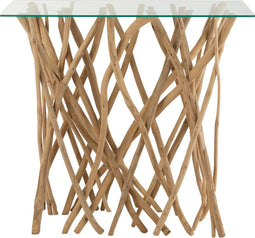 J-Line console Takken Teak - hout - naturel/glas