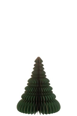 J-Line decoratie christmas tree - papier - donkergroen/koper - large