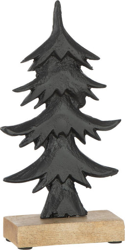 J-Line decoratie Dennenboom Ori op voet - hout/aluminium - zwart - large