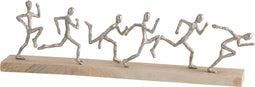 J-Line decoratie Figuur 6 Lopers - aluminium/hout - zilver/naturel