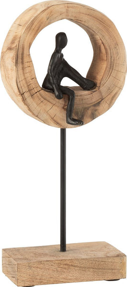J-Line decoratie figuur Denk - hout/aluminium - zwart