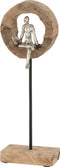 J-Line decoratie figuur Hoog Denker Ring - hout/aluminium - naturel/zilver