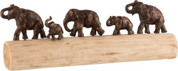 J-Line decoratie Figuur Olifanten Rij Mango - hout/aluminium - bronze