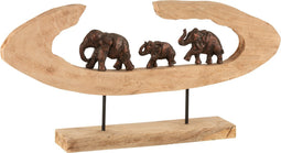 J-Line decoratie Figuur Olifanten Rij Op Voet - hout/aluminium - brons