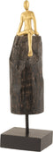 J-Line decoratie Figuur Zittend - hout/aluminium - zwart/goud - small