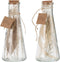 J-Line decoratie Fles - gedroogde bloemen - glas - naturel - medium - 2 stuks