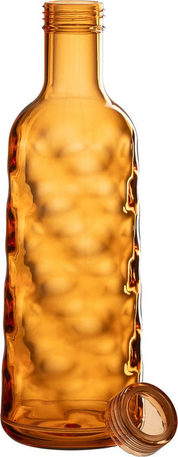 J-Line decoratie fles Gehamerd - kunststof - oranje - giftbox