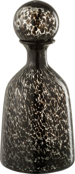 J-Line decoratie Fles + Stop Stip Laag - glas - zwart - small