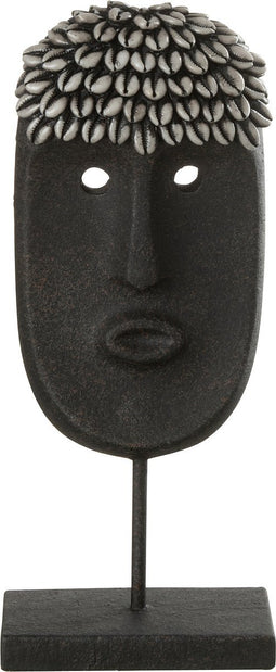 J-Line decoratie Gezicht Etnisch - steen/resine - zwart - small