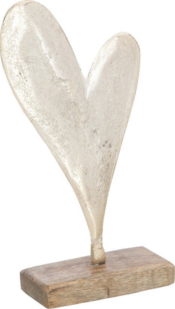 J-Line decoratie Hart Op Voet - aluminium/hout - goud - large