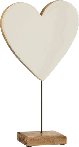 J-Line decoratie Hart Op Voet - hout - wit - large