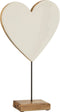 J-Line decoratie Hart Op Voet - hout - wit - large