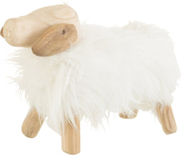 J-Line decoratie Hond Vacht - hout - naturel/wit