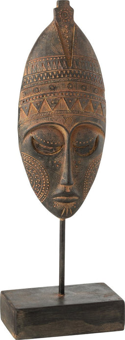 J-Line decoratie Hoofd Etnisch - kunststof - bruin/beige