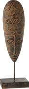 J-Line decoratie Hoofd Lang Etnisch - magnesium - bruin/beige