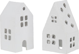 J-Line decoratie Huis - katoen - wit - 2 stuks