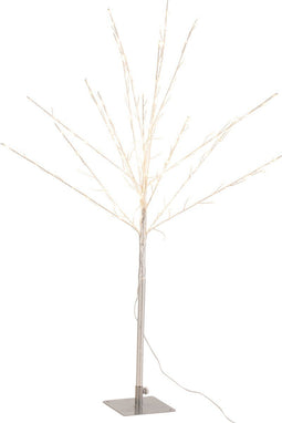 J-Line decoratie Kale Boom - metaal - zilver - medium - LED lichtjes