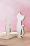 J-Line decoratie Kat - hout - wit - small