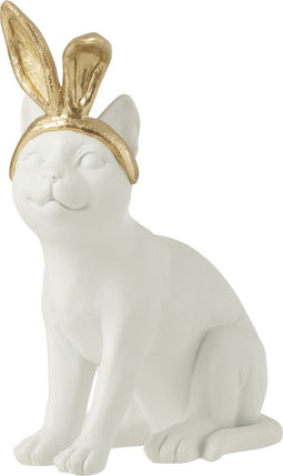 J-Line decoratie Kat Oor - polyresin - goud/wit - large