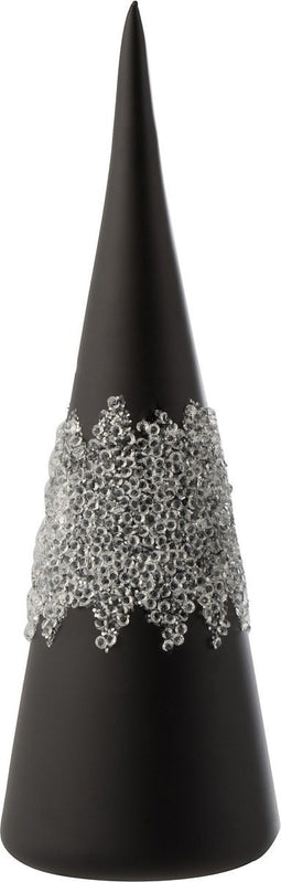J-Line decoratie Kegel Diamanten Lijn - glas - zwart - small