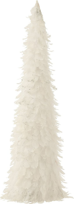 J-Line decoratie Kegel Glitters - veren - wit