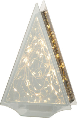 J-Line decoratie kerstboom Driehoek - glas - goud - medium - LED lichtjes