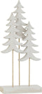 J-Line decoratie Kerstboom Op voet - hout - wit/goud - large - 3 stuks