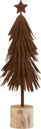 J-Line decoratie kerstboom Op Voet + Ster - fluweel/hout - bruin - small