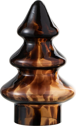 J-Line decoratie Kerstboom Spikkel - glas - bruin/zwart - small
