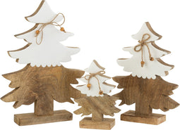 J-Line decoratie Kerstboom Touw - hout - wit/naturel - large