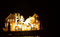 J-Line decoratie Kerstdorp Winter Huizen - hout - naturel/wit - small - LED lichtjes