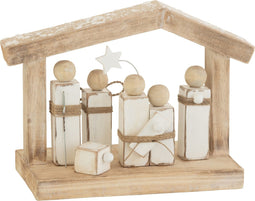 J-Line decoratie Kerststal Kribbe Minimalistisch - hout - wit/naturel