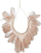 J-Line decoratie Ketting Boho - veren/schelpen - zalm