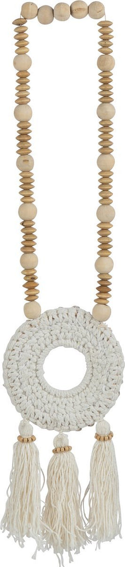 J-Line decoratie ketting Kralen Schelp - kunststof - wit