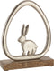 J-Line decoratie Konijn Ei - hout/ijzer - zilver/naturel - paasdecoratie