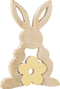 J-Line decoratie Konijn Met Bloem - hout - geel - large - paasdecoratie