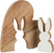 J-Line decoratie Konijn Silouet Puzzel - hout - naturel - wit - large - paasdecoratie