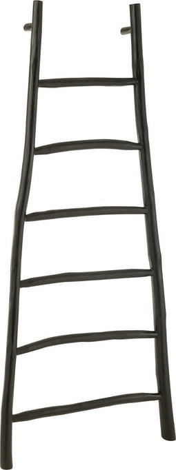 J-Line decoratie Ladder 6 Stappen Teak - hout - zwart