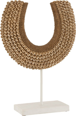 J-Line decoratie op voet - polyresin - wit/naturel