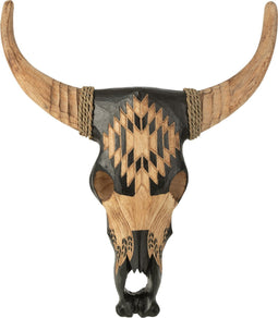 J-Line decoratie Schedel Koe - hout - zwart