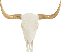 J-Line decoratie Schedel Koe - polyresin - wit/goud - small