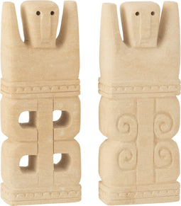 J-Line decoratie Standbeeld Marie - srteen - naturel - 2 stuks