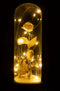 J-Line decoratie Stolp Hoog Schelpen + Zand - glas/hout - wit/naturel - large - LED lichtjes