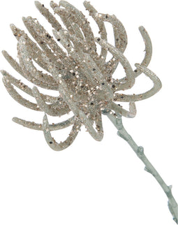 J-Line decoratie Tak 2 Bloemen - kunststof - lichtgroen - 12 stuks